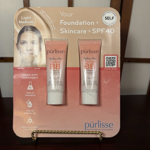 purlisse Other - Purlisse Ageless Glow Serum BB Cream SPF 40 Light Medium, 1.4 fl oz - 2 Pack